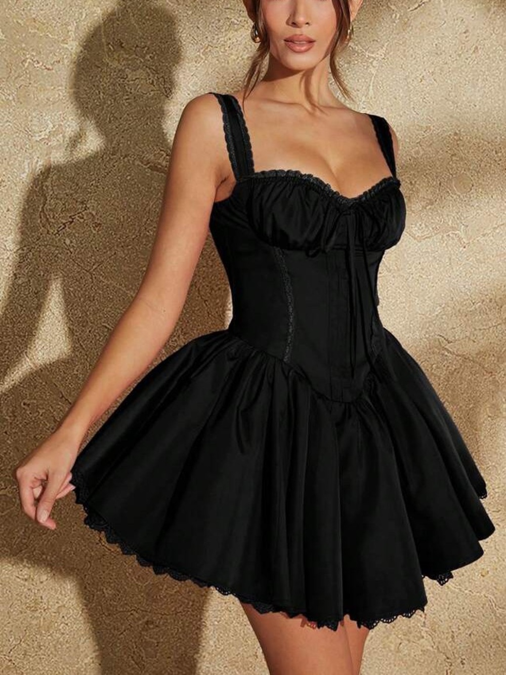 Shein Whimsigoth Tutu Black Corset Like Mini Dress Womens Size Small